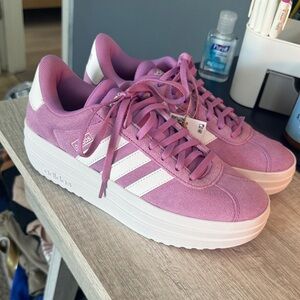 Adidas Women's Lavender and White Sneakers
